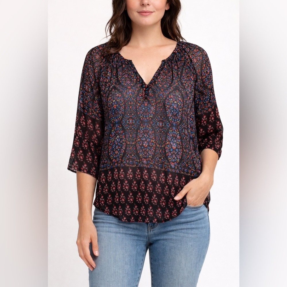 Fun 2 Fun Black and Blue Floral Blouse